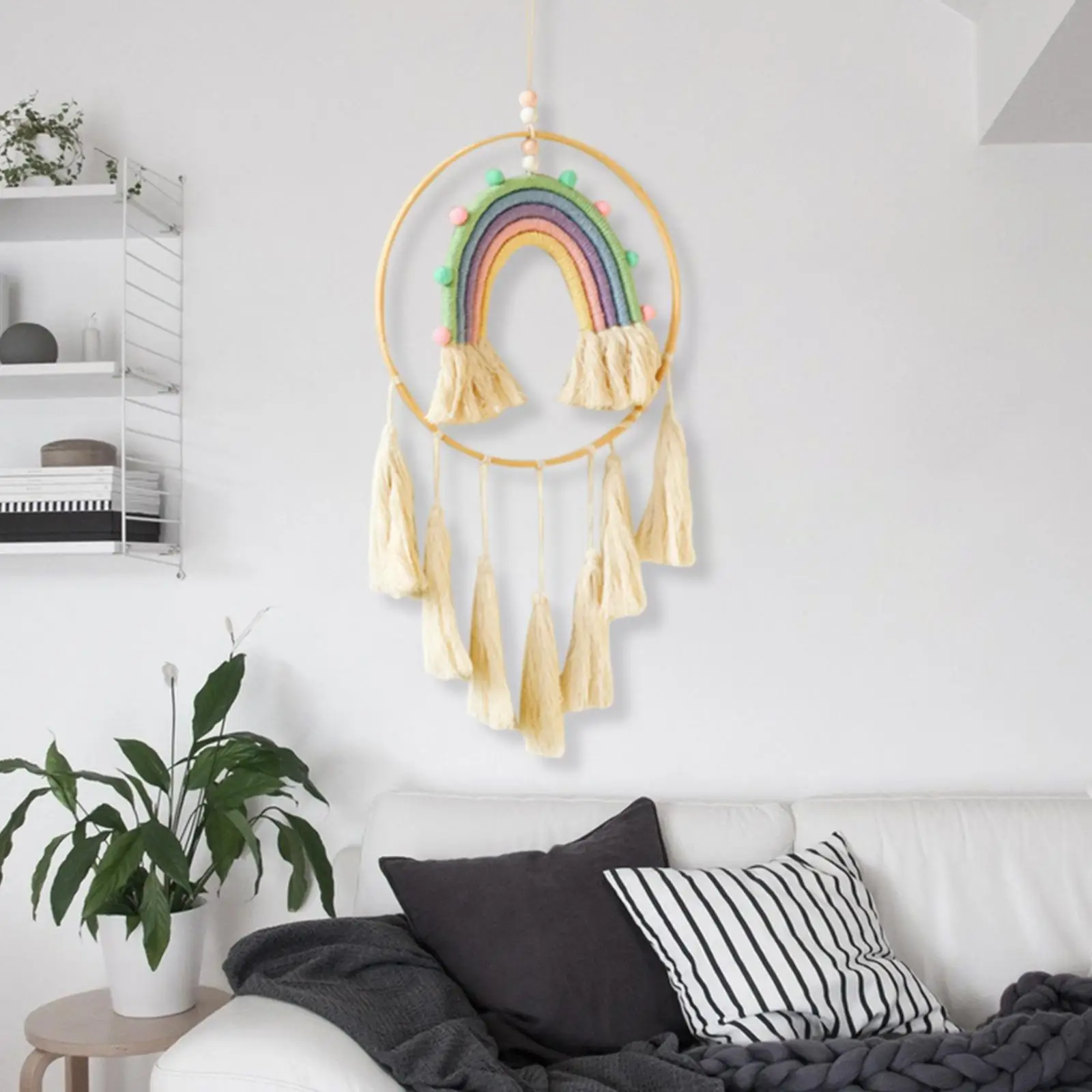 

Macrame Wall Hanging Tapestry Backdrop Handmade Colorful Tassel Tapestry