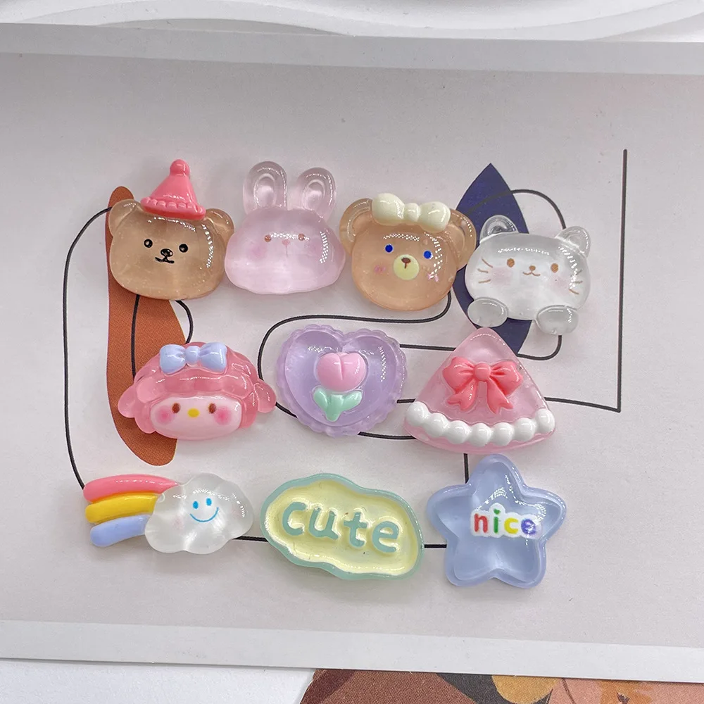 10 шт. прозрачные Мультяшные животные Медведь Кролик Кот каучуковые плоские