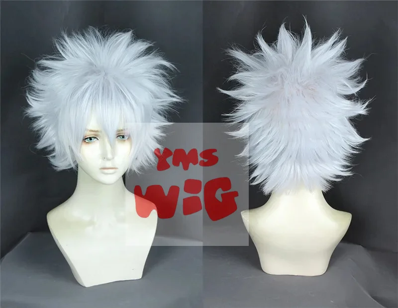 Парик для косплея японского аниме Killua Zoldyck серебристый короткий термостойкий