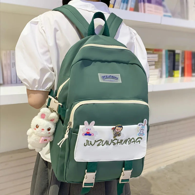 

Нейлоновый женский рюкзак Kawaii С Вышивкой Букв, Женский дорожный рюкзак с множеством карманов и пряжкой, школьный рюкзак для девочек-подростков, сумка для книг в стиле преппи