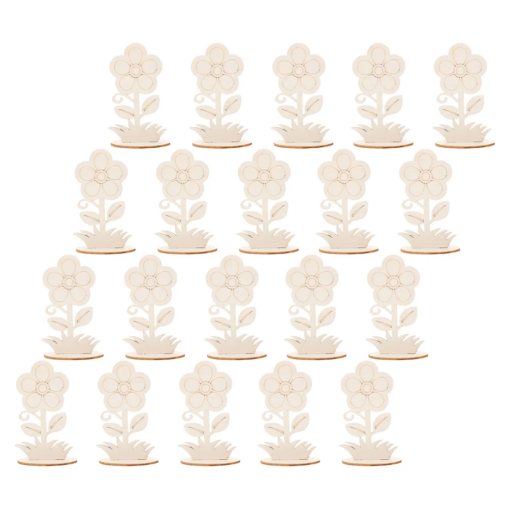 

20 Pcs DIY Wood Flower Crafts Wooden Flowers Clay Three-dimensional Unfinished Child