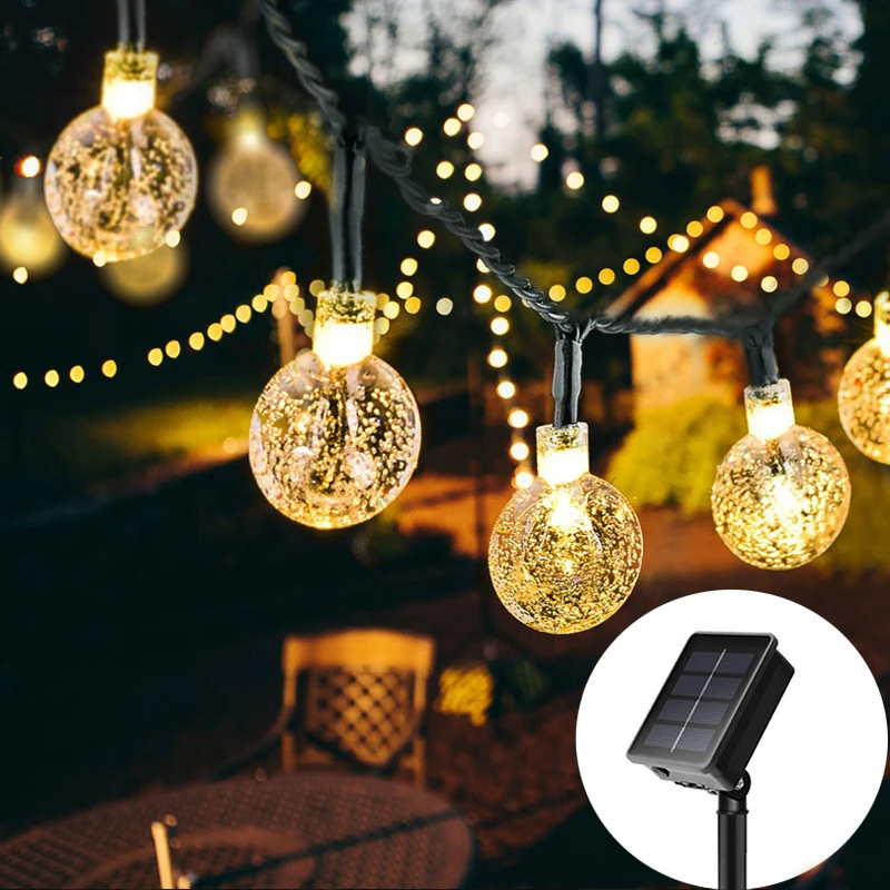 

20-100LED Solar Lamp Crystal Ball LED String Lights Waterproof Fairy Garland Outdoor Garden Garland Street Garland Patio Decor