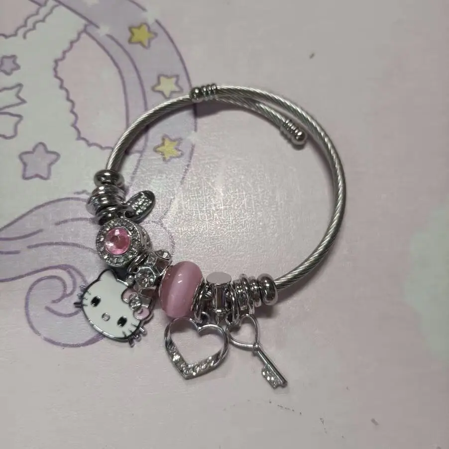 Хит продаж браслет Hello Kitty для девушек студенческий мультяшный из бисера милый