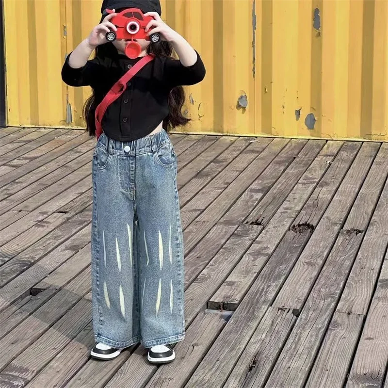 Комплект Детской Одежды Для Девочек — Топ Trikotazh С Длинными Рукавами И Джинсовыми