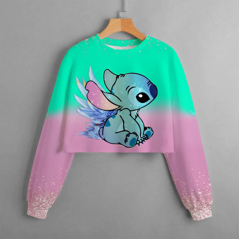 

Autumn and winter new Disney Stitch girls short sweater printing round neck casual cartoon children's clothing comfortable top