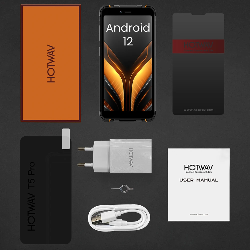 Смартфон Hotwav T5 Pro 4G прочный Android 12 OS MTK6761 6 0 дюйма 4 + 32 ГБ 7500 мА · ч 13 МП основная