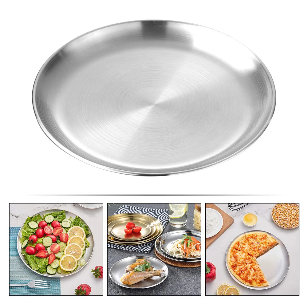 

Pizza Serving Tray Dinner Plates Simple Food Western Stainless Steel Restaurant Pan Oven