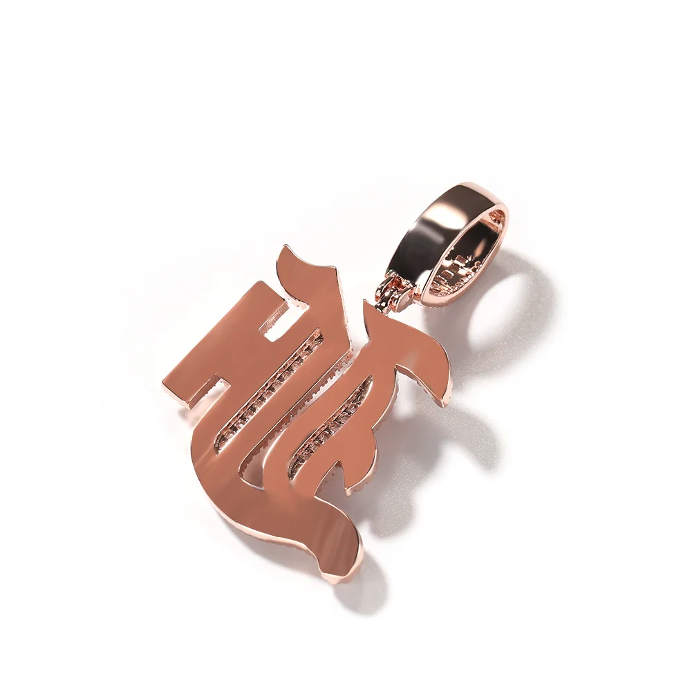 Uwin Custom Old English Letters Pendant Latin Alphabet Necklace For Women Iced Out Cubic Zirconia Personalized Fashion Jewelry