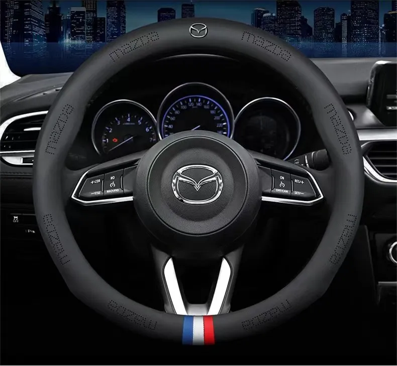 

For Mazda 2 3 5 6 Axela Atenza MX5 CX3 CX4 CX5 CX7 CX9 RX8 RX7 MX3 Demio Car PU leather steering wheel Cover Interior Decoration