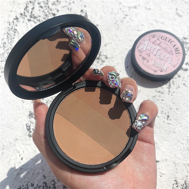 

2019 NEW 3 Colors Face Highlighter Contour Powder Palette Stereoscopic Five Senses v Shaped Face Bronzers Highlighter Powder