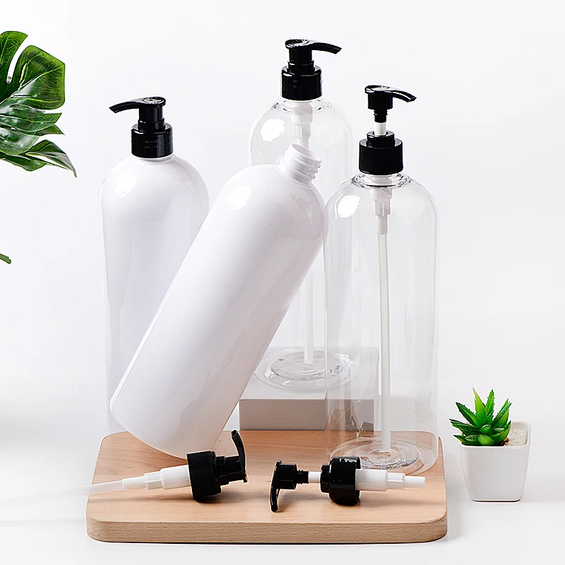 

1000ML Empty Pump Dispenser Round Plastic Bottle Laundry Detergent Refillable Container 1L PET Plastic Container