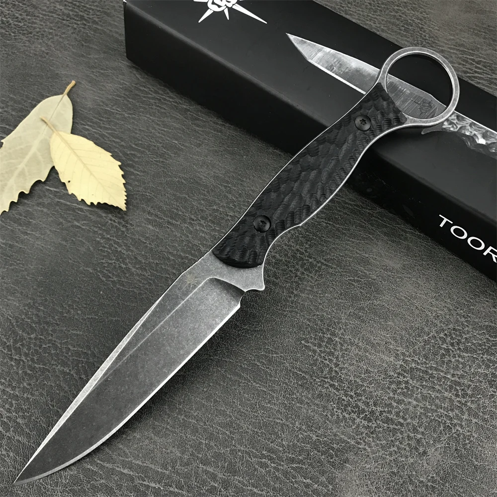 

TOOR Mini 3.89" Stonewashed 8Cr13Mov Blade G10 Handle with Kydex Sheath Outdoor Hunting Knife EDC Tool Tactical Bushcraft Knives