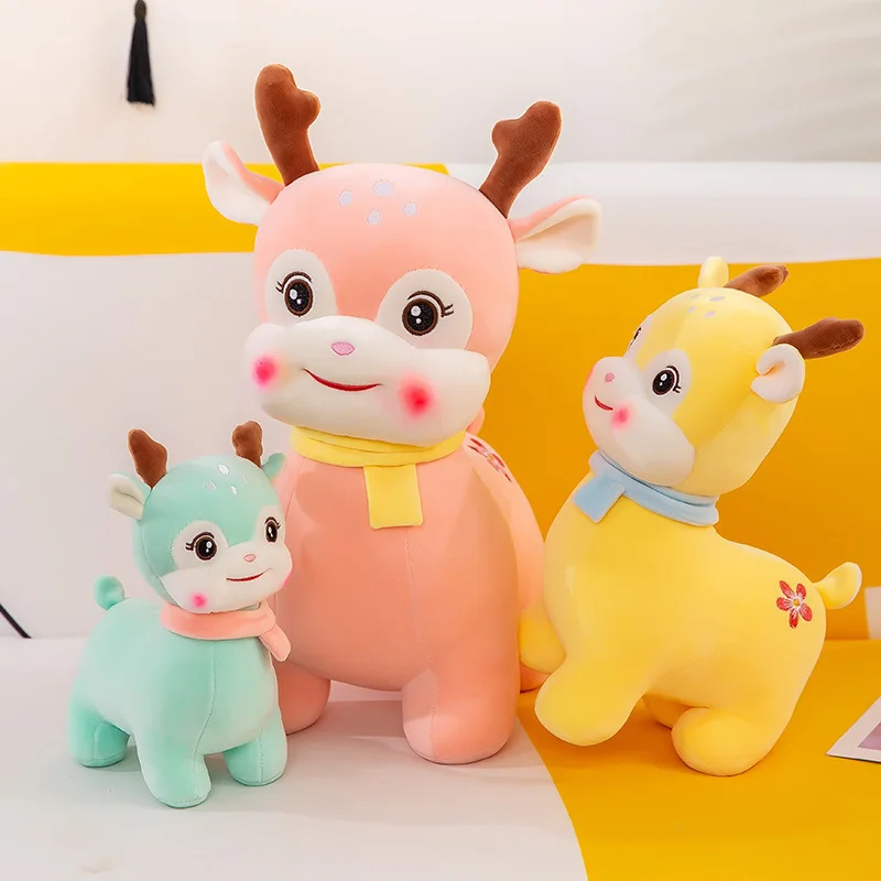 

25/35cm Deer Plush Dolls Baby Cute Animal Dolls Cotton Stuffed Doll Home Soft Toys Sleeping Mate Stuffed Toys Gift Kawaii