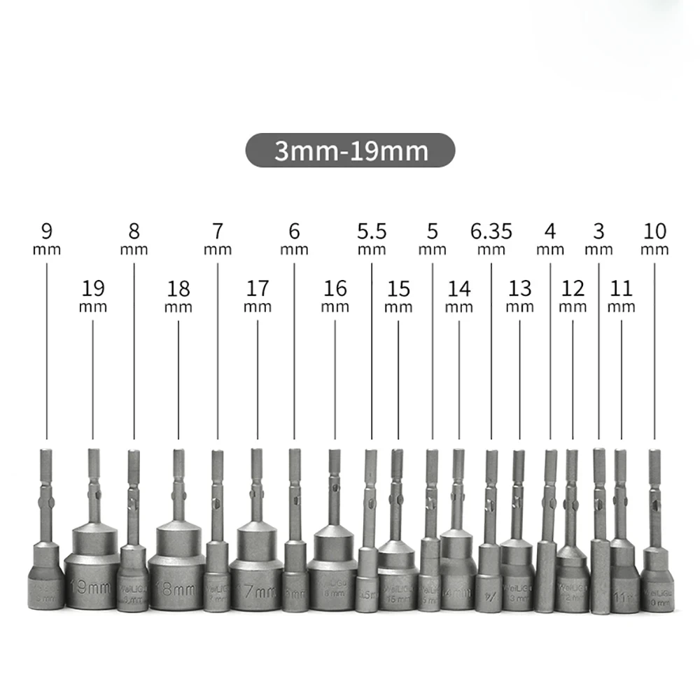 Ударная головка 3-19 мм немагнитная гайковая отвертка шестигранный ключ адаптер