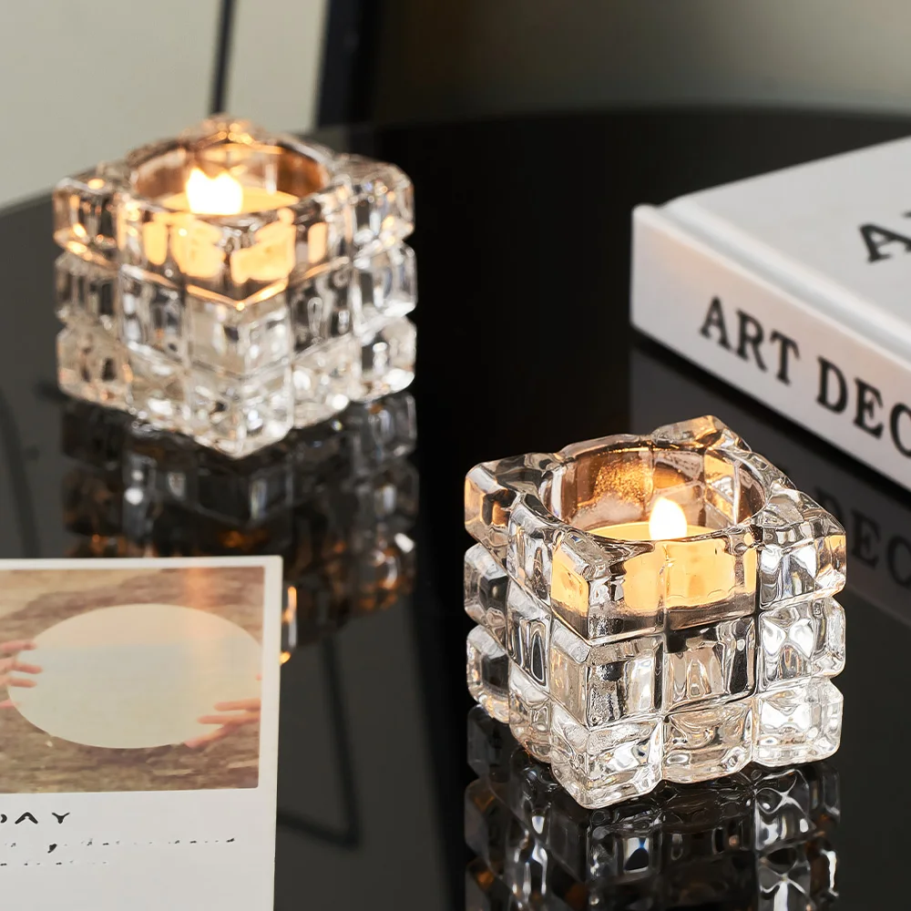Nordic Home Decor Square Candlestick Aesthetic Table Center Ornaments Nordic Room Decoration