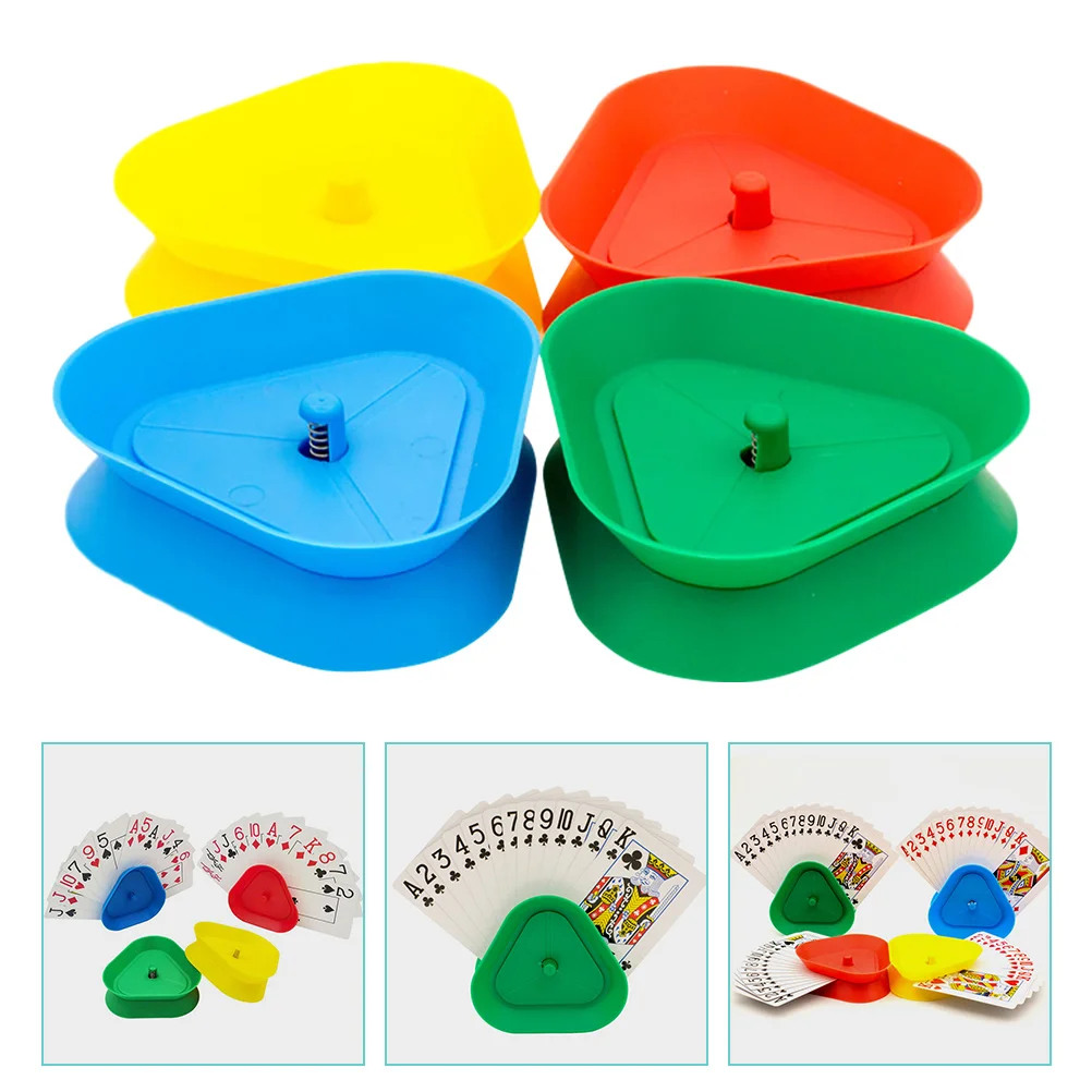 

4 Pcs Card Holder Party Game Gifts Hands Free Holders Playing Cards Abs Triangle