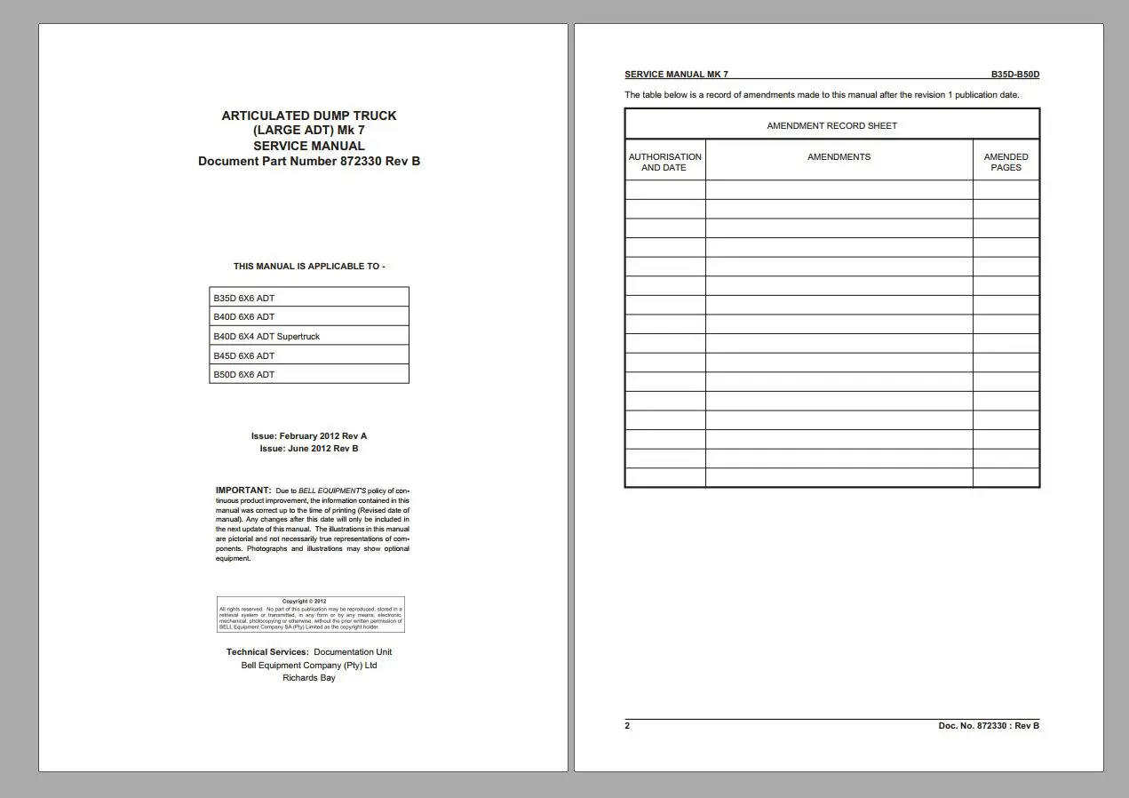 Руководство оператора самосвала с шарнирным соединением BELL руководство по