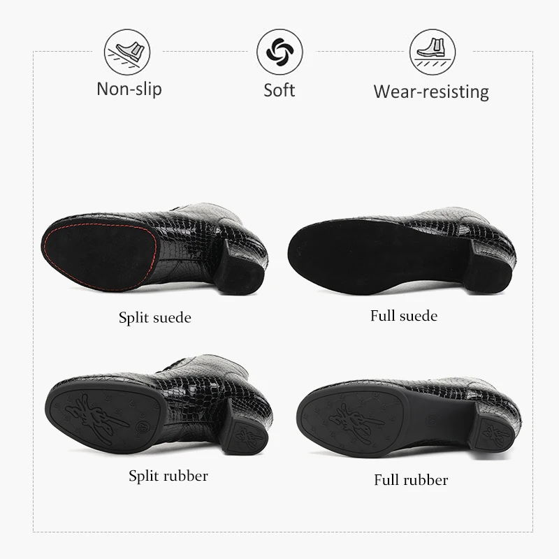 Women's Latin Dance Shoes Smooth Dancing Ballroom Tango Shoes Stone Pattern Suede Rubber Sole Waltz Dance Boots Dropshipping