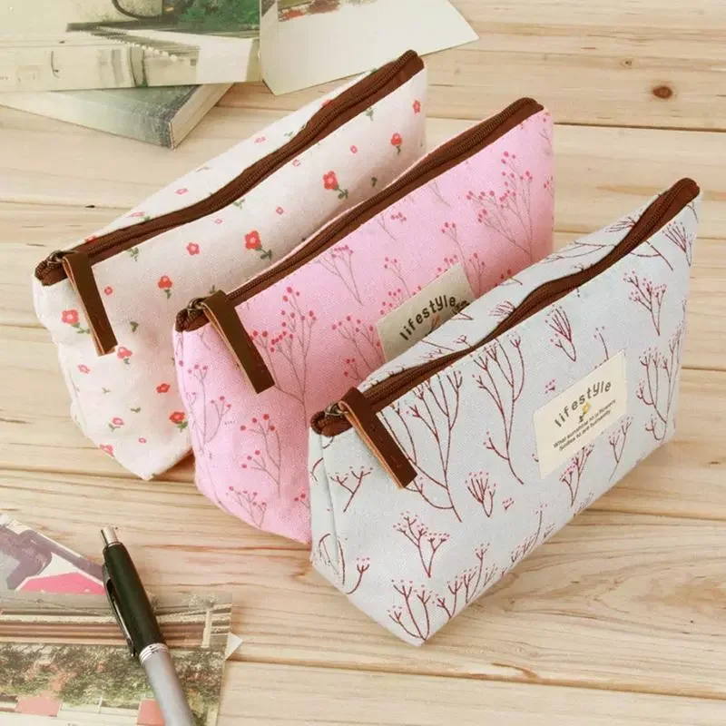 

1pc Pastoral Floral Pencil Bag Soft Texture Student Escolar Case Bag Stationery Pouch Pencil / Estojo Stationery Pencil U4M0