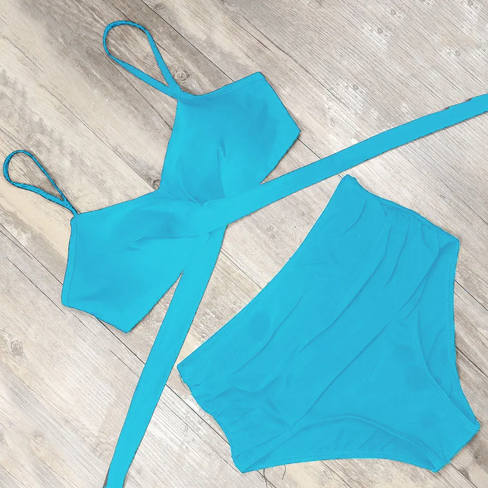 Купальник-бикини с высокой талией и эффектом пуш-ап женский сексуальный