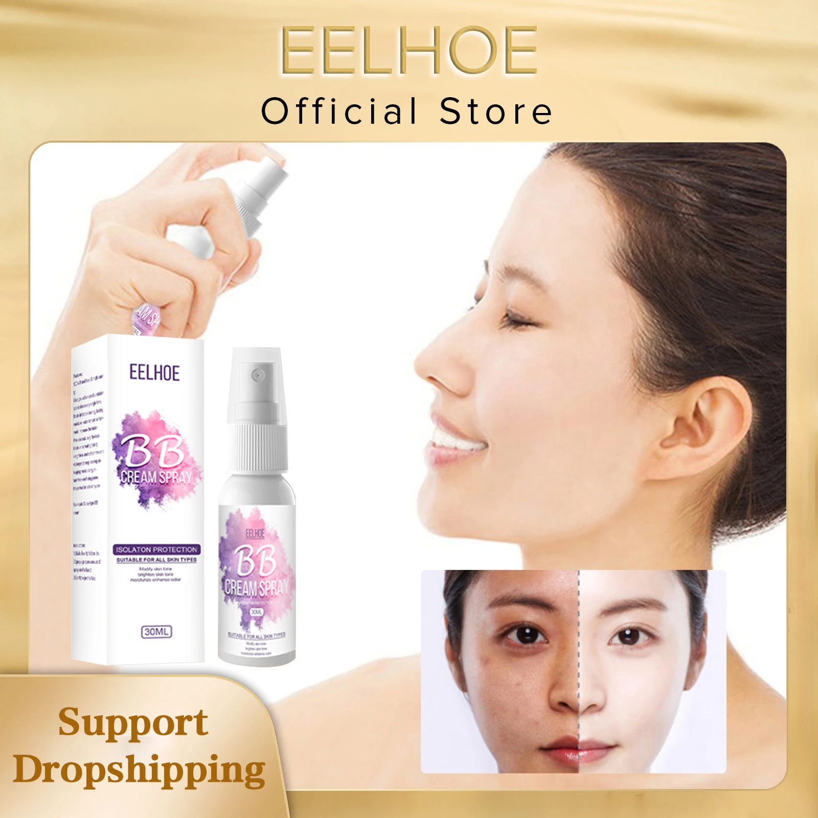 

EELHOE BB Cream Spray Whitening Concealer Brighten Moisturizing Base Beauty Skin Care Mild Makeup Spray Fast and Free Shipping