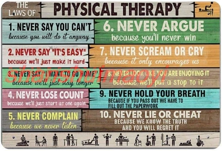 Bit SIGNSHM The Laws of Physical Therapy — металлическая жестяная табличка в стиле ретро плакат