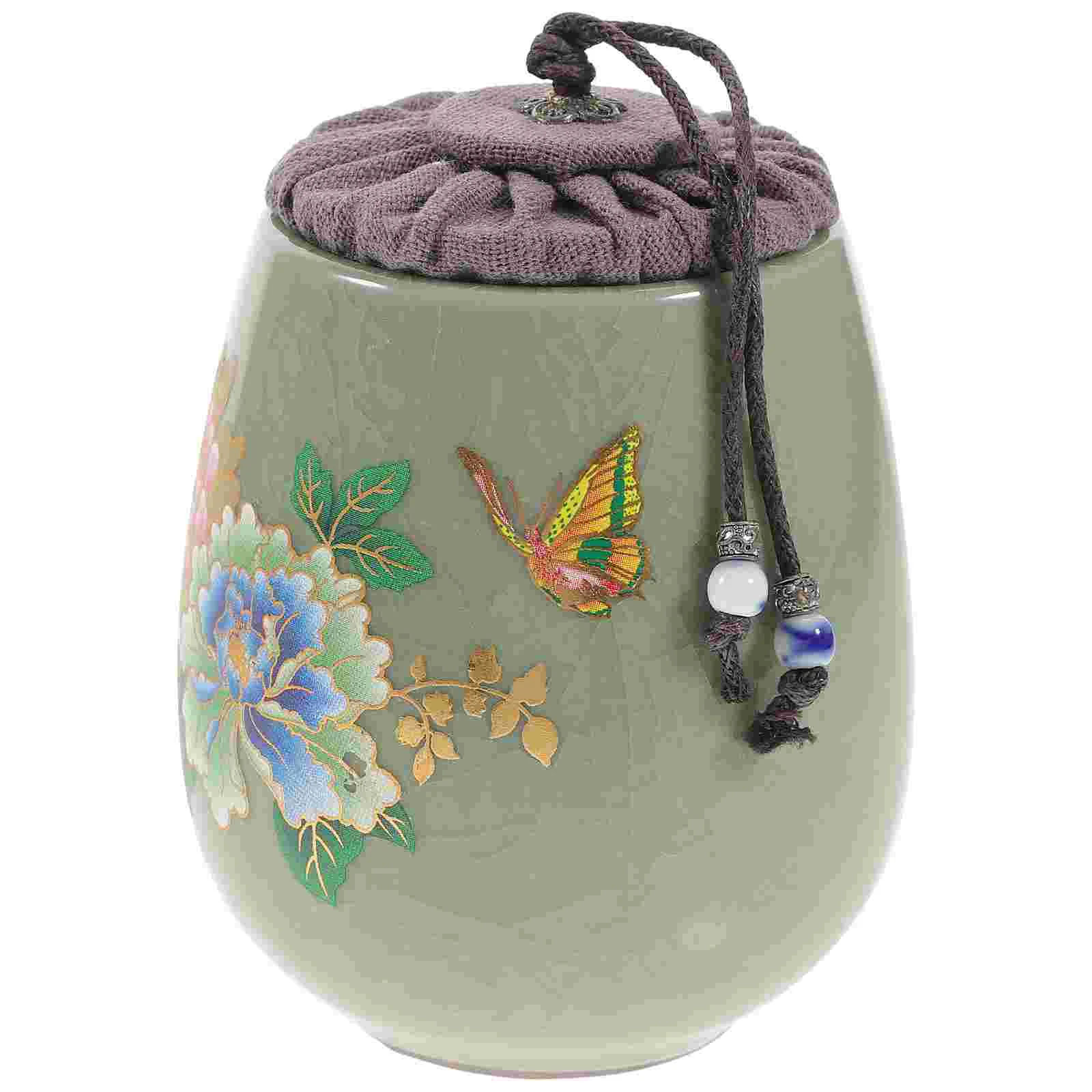 

Tea Canister Sugar Jar Ceramic Lid Container Storage Sealed Airtight Jars Balm Porcelain Seal Canisters Kitchen Loose Chinese