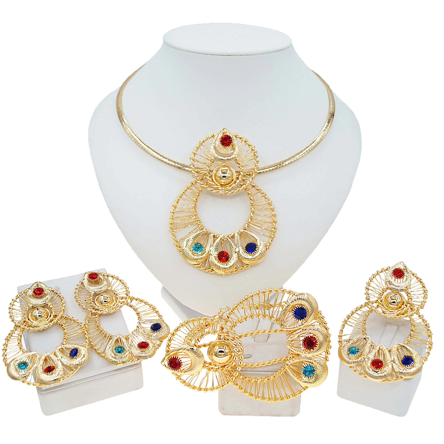 Роскошный набор ювелирных изделий Yuleili стильные крупные уникальные цветные