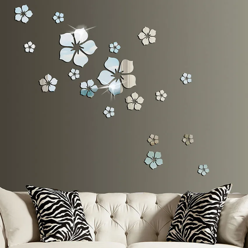 

Bathroom Decor Mirror Wall Stickers 3d Acrylic Flower Crystal Sticker European Style Bedroom Living Room Home Anime Decoration