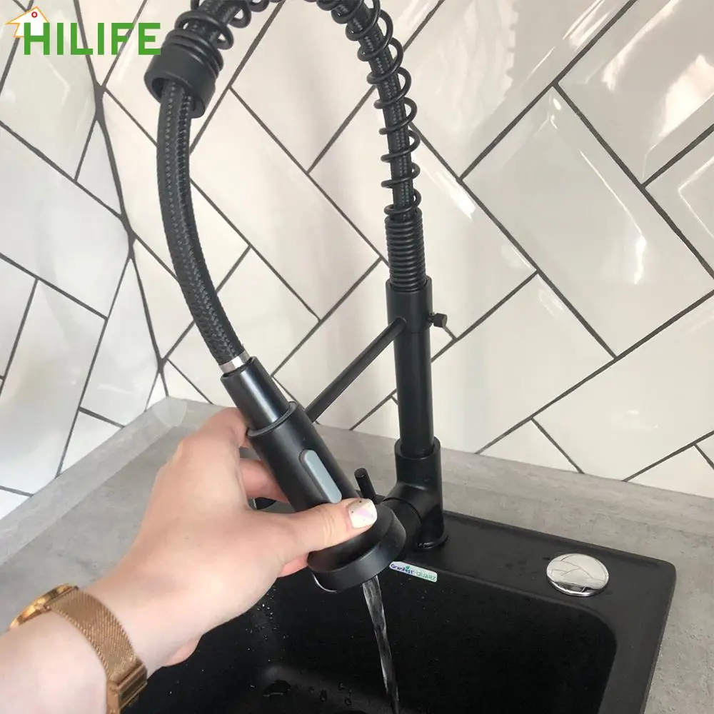 

Смеситель кухонный матовый черный с поворотом на 360 градусов