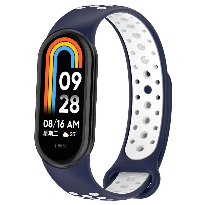 Фото Двухцветный силиконовый ремешок для Xiaomi Mi Band 10/9/8, умные часы, браслет для Mi Band 10/9, спортивный сменный браслет, аксессуары №3