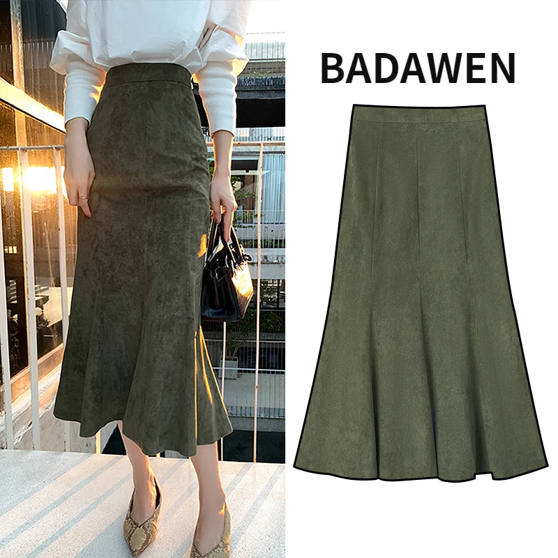 

Женская юбка-годе с завышенной талией, однотонная офисная Юбка До Колена, расклешенная юбка, весна-осень 2023