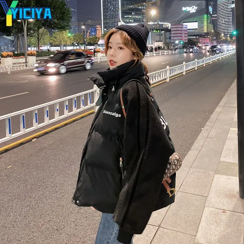 YICIYA Parkas Woman Winter 2023 Stand-neck Jackets Long Sleeve Office Lady Warm Fashion Coat Parka Female Clothing Outwear Mujer