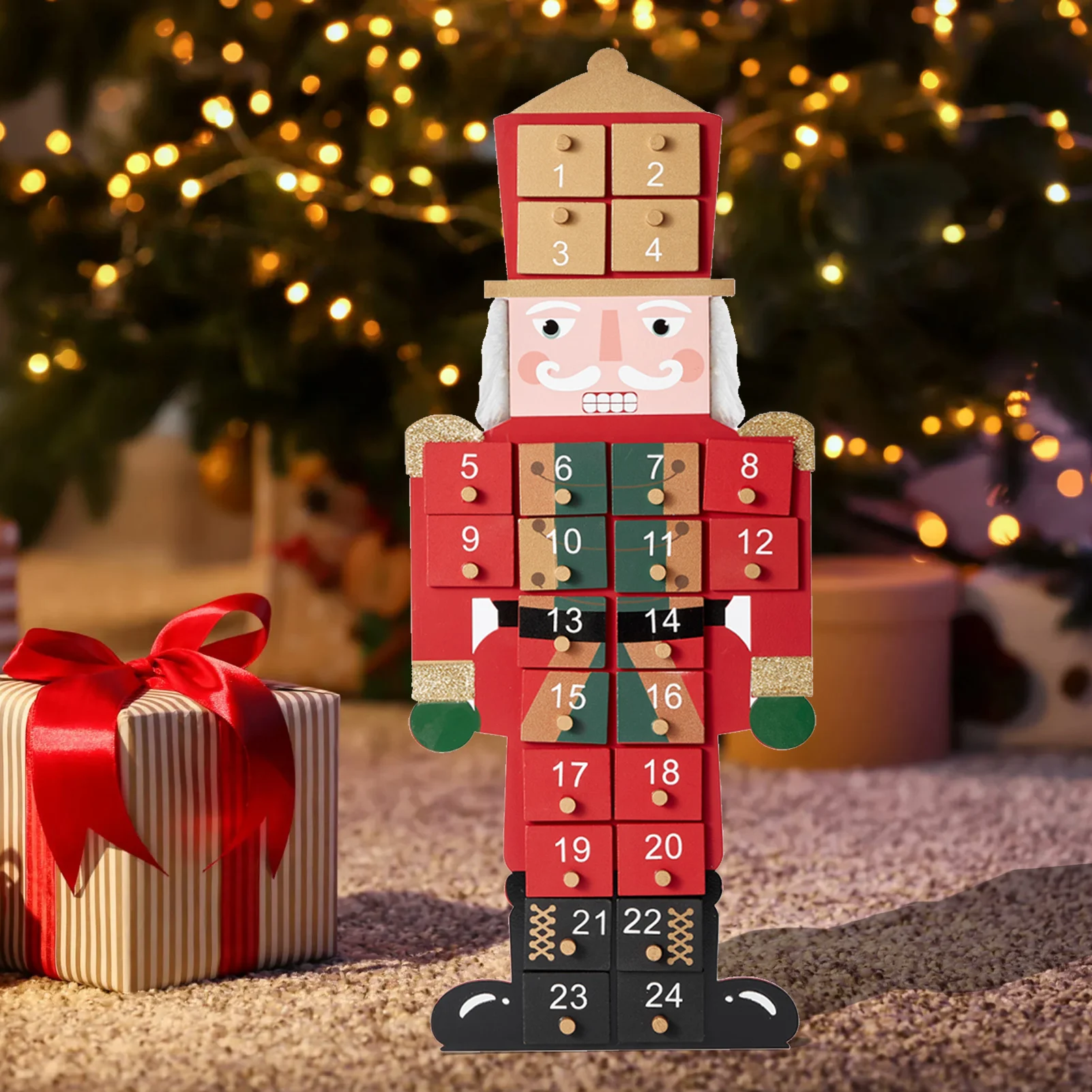 

Wooden 2022 Christmas Advent Calendar For Christmas Countdown Nutcracker Soldier natale Christmas Decorations For Children Kids