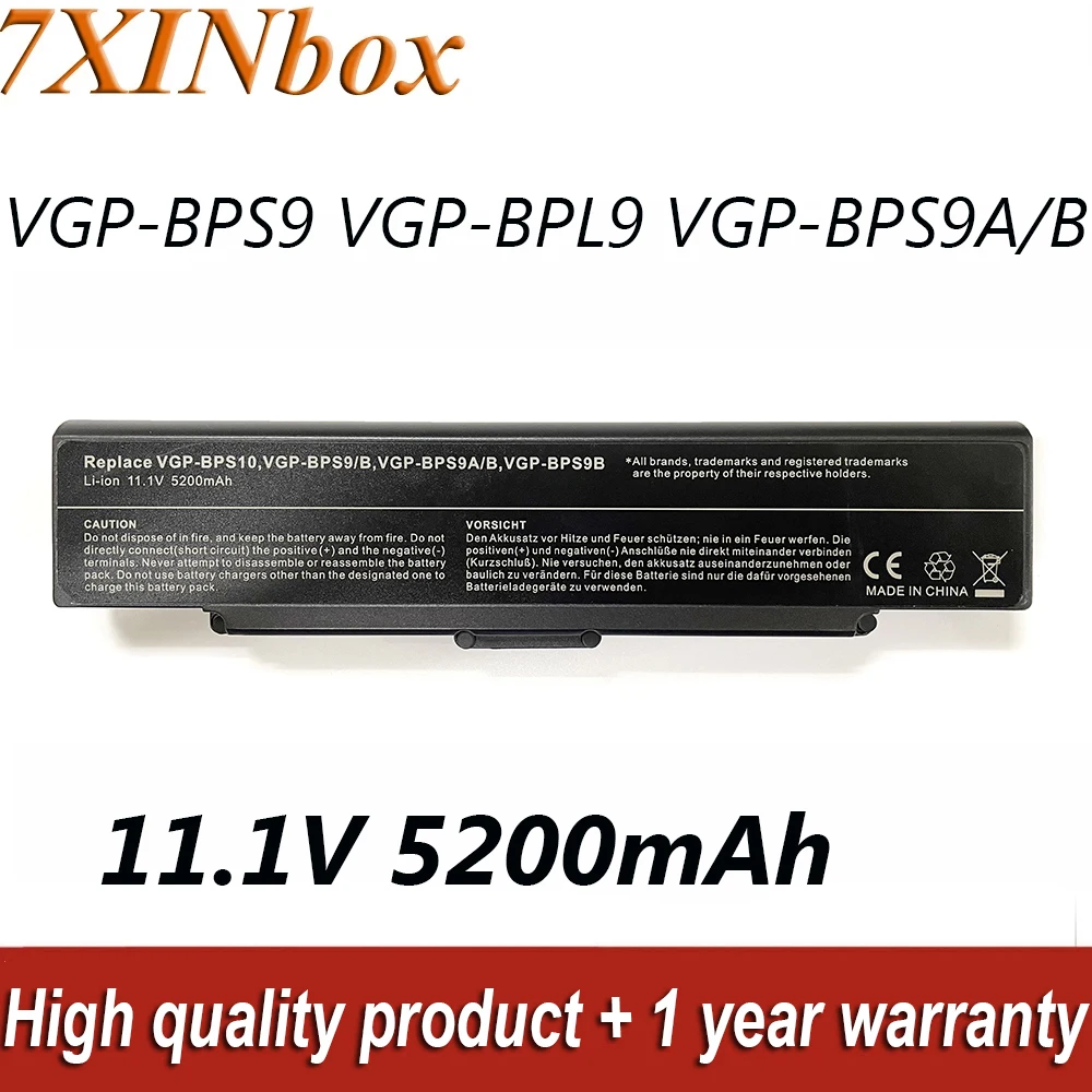 

7XINbox 11.1V 5200mAh VGP-BPS9 VGP-BPL9 VGP-BPS9A/B Laptop Battery For Sony VGN-AR41E VGN-AR41L VGN-AR41M VGN-CR21/B VGN-CR23/N