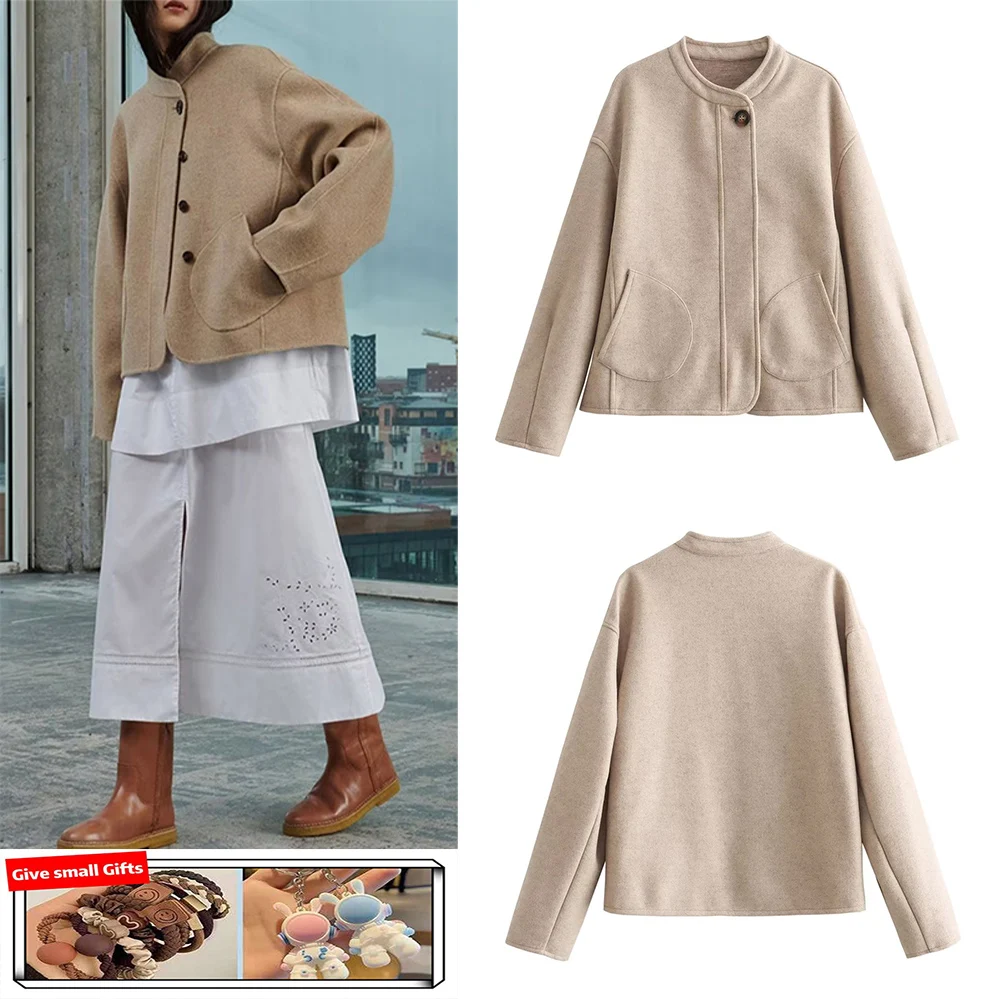 

Женское модное универсальное короткое двустороннее шерстяное пальто на осень и зиму, женский свободный и приталенный однобортный Топ