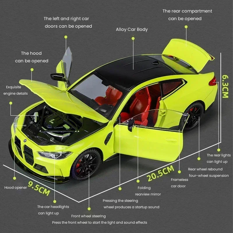 1:24 BMW M4 IM спортивный автомобиль из сплава литая под давлением металлическая шкала