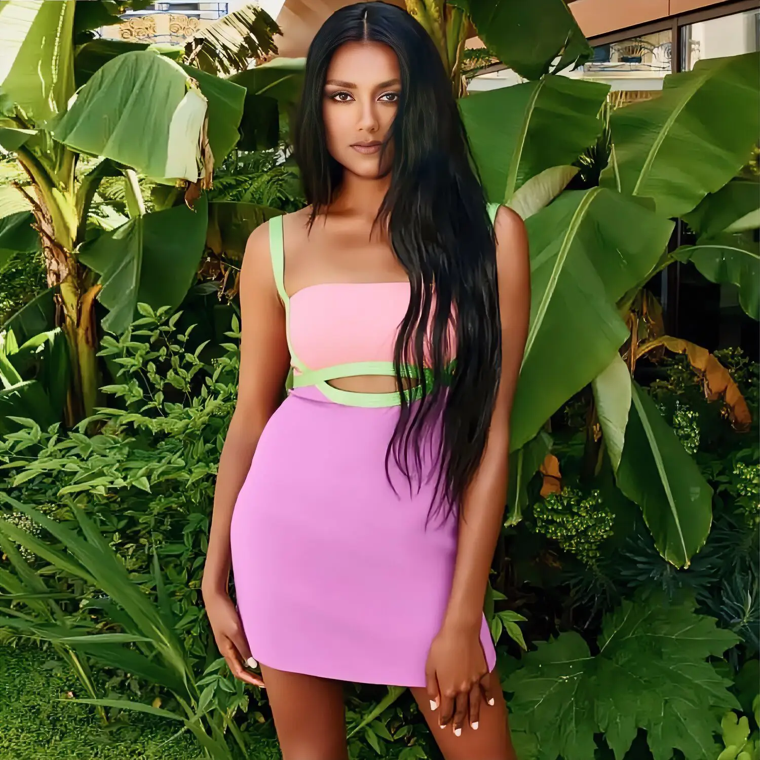 

Женское облегающее платье без рукавов, модельное платье знаменитости с красной ковровой дорожкой, привлекательное лоскутное мини-платье, бандажный наряд, лето 2023