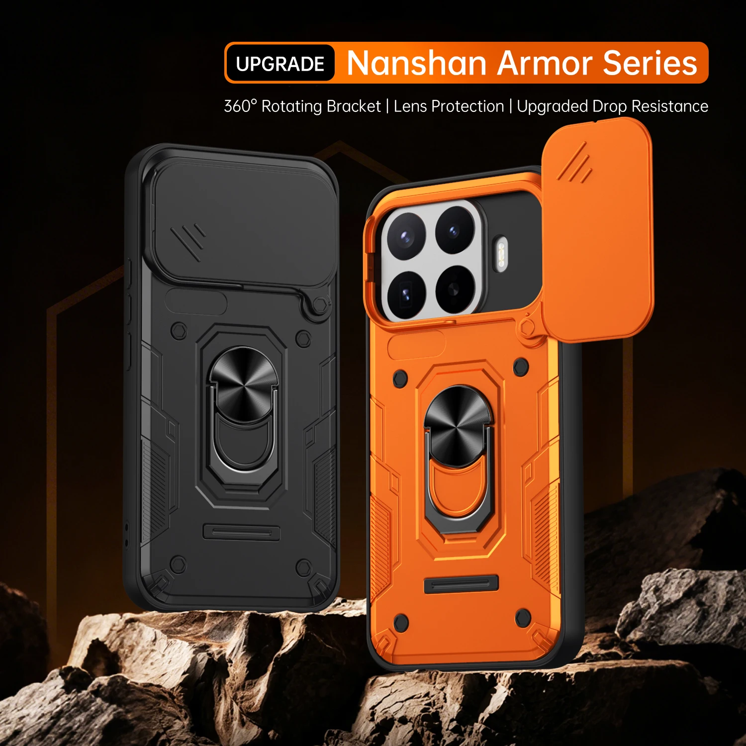 Фото Противоударный чехол Nanshan Armor для Xiaomi 17T Pro / Xiaomi 17T 5G с защитой камеры, металлическим кольцом-подставкой и противоударным покрытием №1