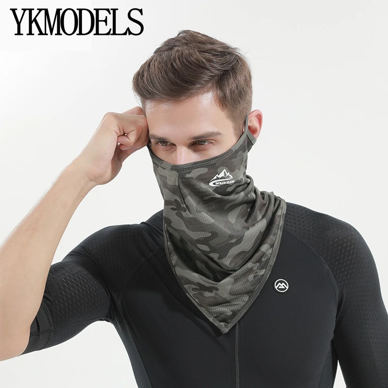 

Men Ice Cool Hanging-Ear Bandana Half Mask Hiking Cycling Running Hunting Bicycle Sunscreen Face Cover Tube Scarf Summer Women