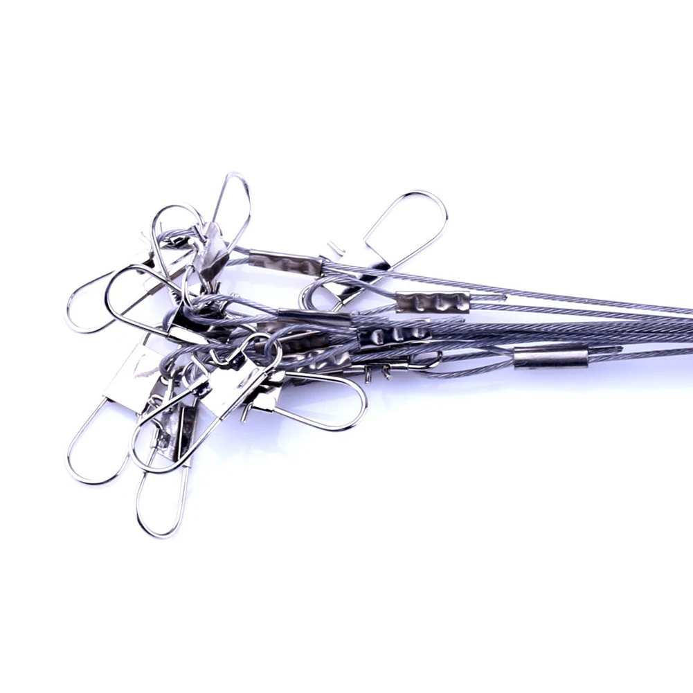 

10pcs Fishing Line Steel Wire Leader With Swivel 15.7inch/40cm Bottom Rig Surf Tackle 2Arm Fishing Wire Accessories