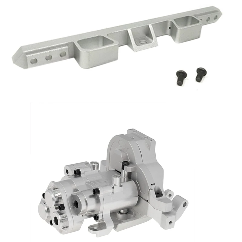

2 Set RC Car Part: 1 Pcs Metal Rear Bumper Can Be Installed With Reversing Light & 1 Set Gearbox With Motor Mount