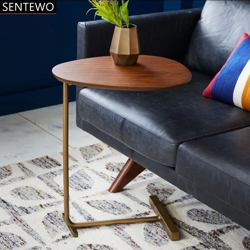 

Italian Designer Classic Coffee Table Sofa Side Living Room Bedside Lounge Tables Imitation Marble Desktop Gold Frame Furniture