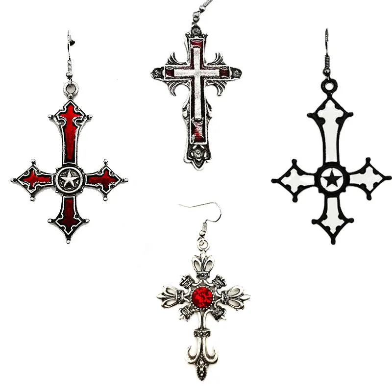 Женские серьги-подвески с кристаллами в готическом стиле хип-хоп красными