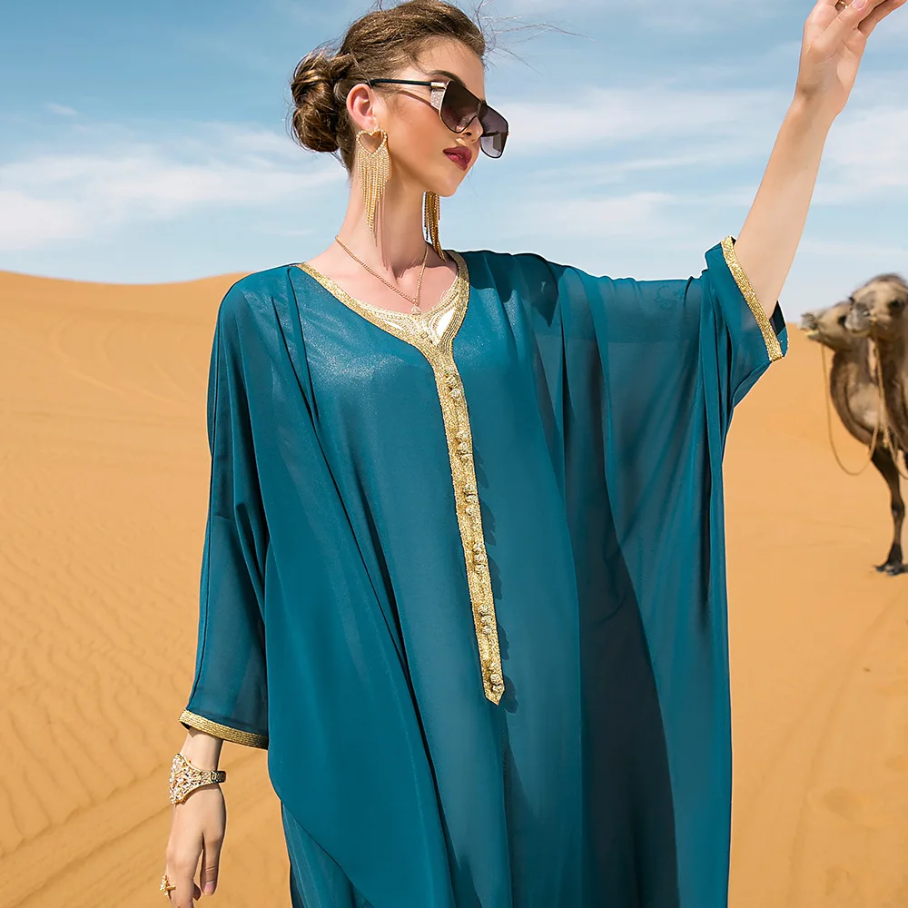 Рамадан Eid летучая мышь Abaya Дубай, Турция, мусульманское платье, макси-Abaya s для женщин Caftan Marocain De вечернее платье