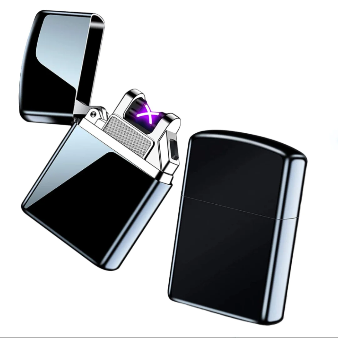 New Mini Metal Electronic Lighter Dual Plasma Arc USB Lighter Rechargeable Windproof Outdoor Portable Men Gift