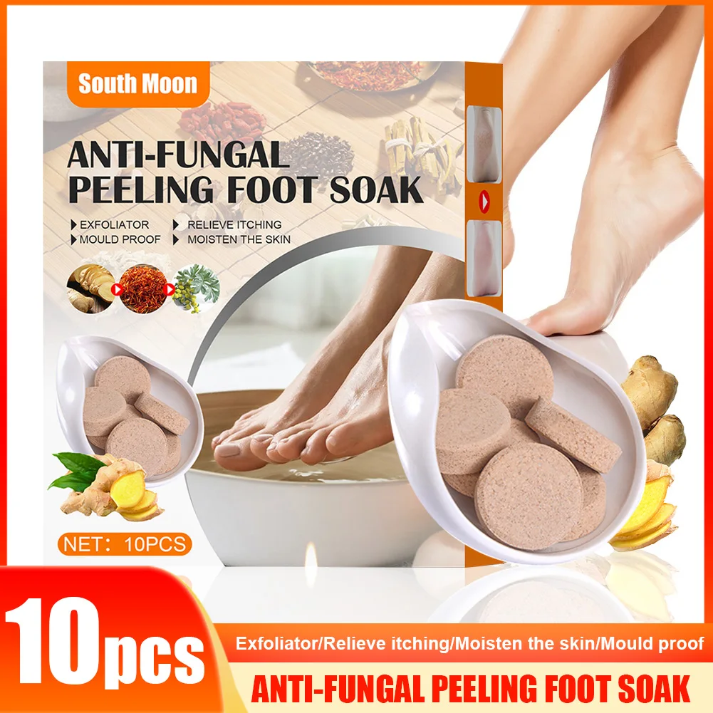 

10pcs Ginger Anti-Fungal Foot Soak Tablets Stress Relief Skin Softening Callus Remover Foot Peeling Bathing Tablets Foot Care
