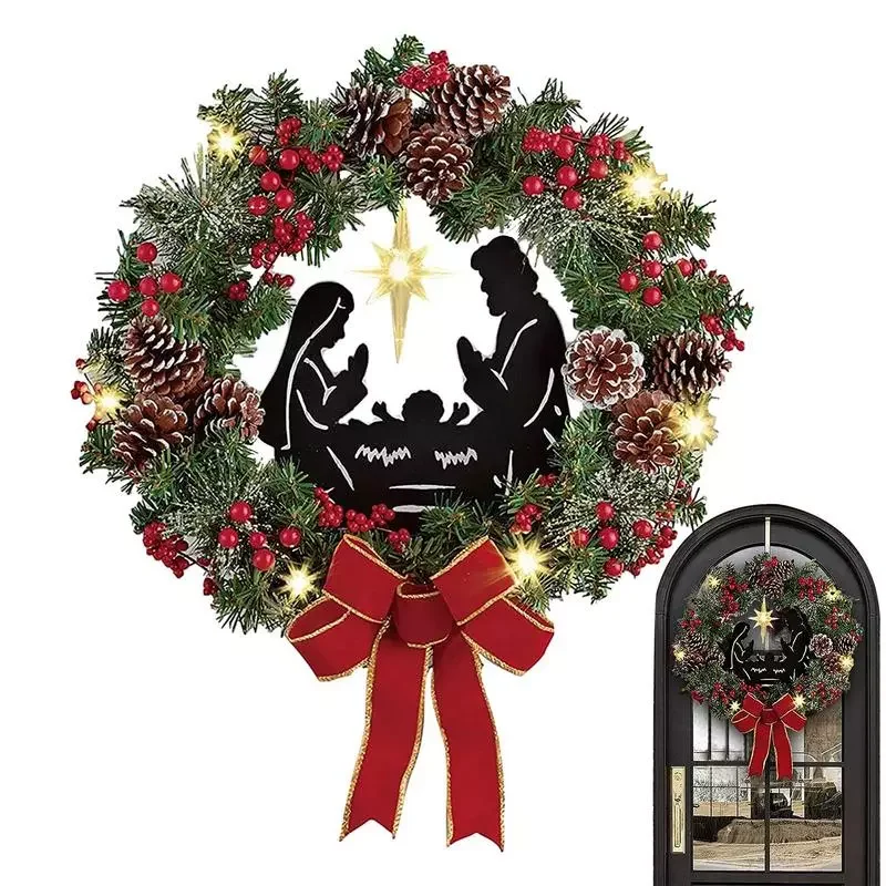 

Wreaths Outdoor Christmas Wreath Winter Decoration Lighted Christmas Wreath For Christmas Home Front Door Hanging Wall