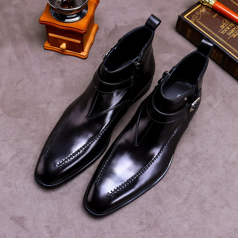 Мужские ботинки из натуральной кожи деловая замшевая обувь в британском стиле