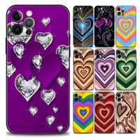 heart circle love phone case for apple iphone 11 12 13 pro max 7 8 se xr xs max 5 5s 6 6s plus black soft silicone cover coque